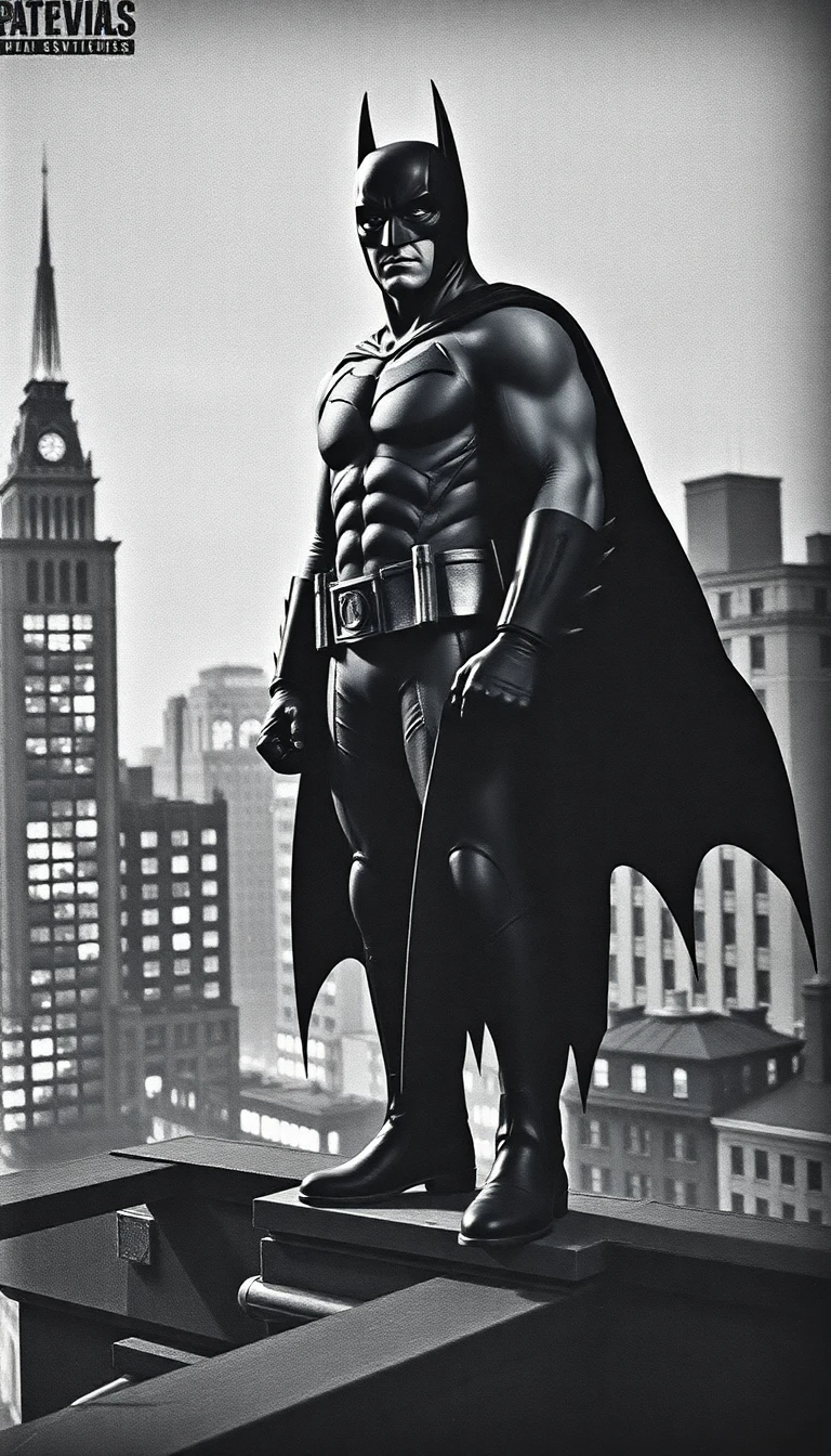 A grainy, vintage-style photo of Batman