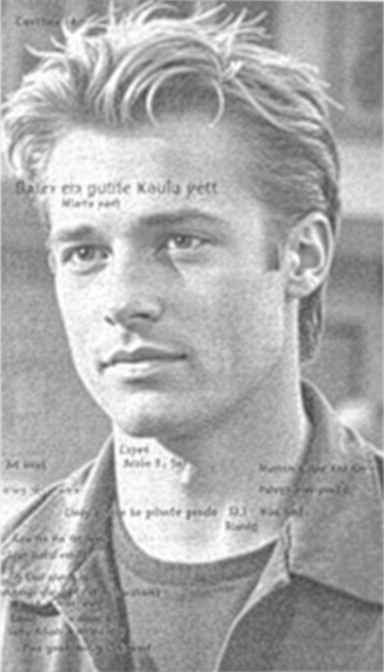 A grainy, vintage-style photo of Brad Pitt