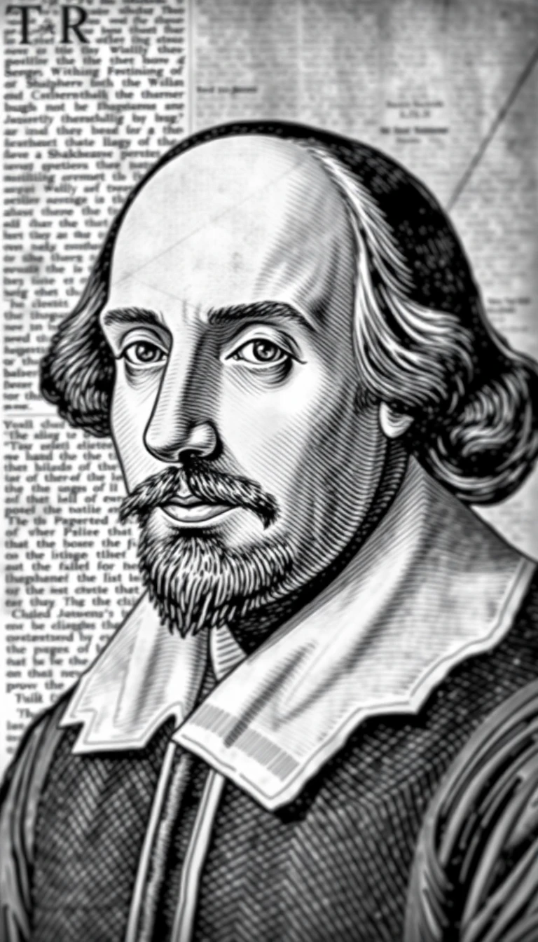 A grainy, vintage-style photo of William Shakespeare